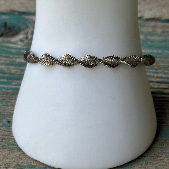 VTG Bracelet Size 7.25 Twisted Herri Link Italy Diamond Cut 925 Sterling 8.3g - Picture 2 of 10